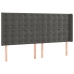 Cama box spring colchón y LED terciopelo gris oscuro 160x200 cm
