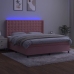 Cama box spring colchón y LED terciopelo rosa 160x200 cm