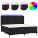 Cama box spring colchón y LED terciopelo negro 200x200 cm