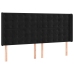 Cama box spring colchón y LED terciopelo negro 200x200 cm