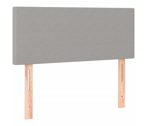 Cama box spring con colchón tela y LED gris claro 80x200 cm