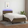 Cama box spring con colchón LED tela marrón oscuro 80x200 cm