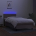 Cama box spring con colchón LED tela gris taupe 80x200 cm