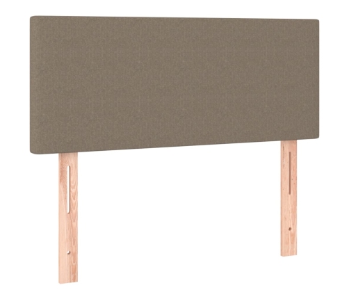 Cama box spring con colchón LED tela gris taupe 80x200 cm