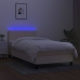 Cama box spring con colchón y LED tela crema 80x200 cm