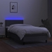 Cama box spring con colchón y LED tela gris oscuro 90x190 cm