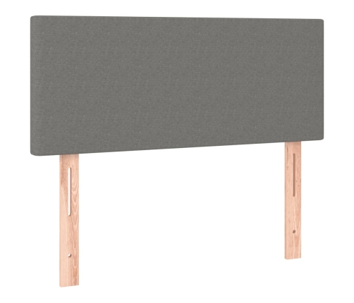 Cama box spring con colchón y LED tela gris oscuro 90x190 cm