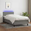 Cama box spring con colchón y LED tela gris oscuro 90x190 cm