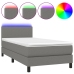 Cama box spring con colchón y LED tela gris oscuro 90x200 cm