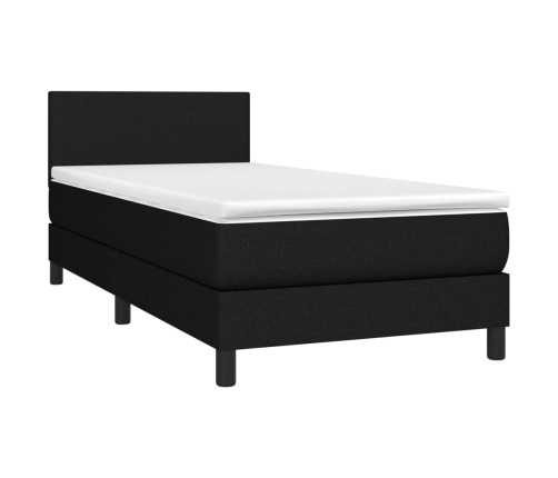 vidaXL Cama box spring con colchón LED tela negro 90x200 cm