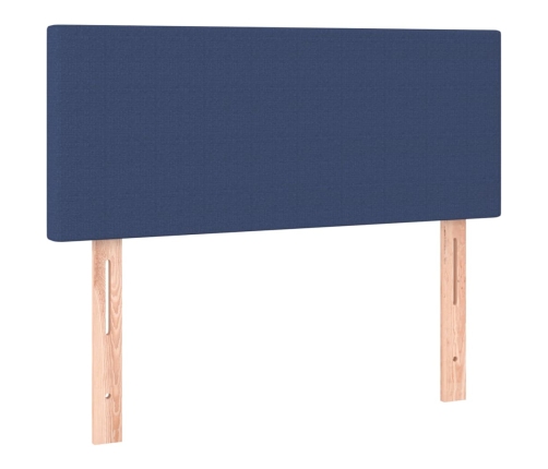 Cama box spring con colchón y LED tela azul 90x200 cm