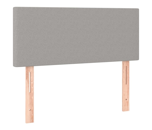 Cama box spring con colchón tela y LED gris claro 100x200 cm