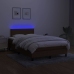 vidaXL Cama box spring con colchón LED tela marrón oscuro 120x200 cm