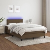 Cama box spring con colchón LED tela marrón oscuro 120x200 cm