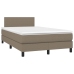 Cama box spring con colchón LED tela gris taupe 120x200 cm