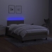 Cama box spring con colchón LED tela gris taupe 120x200 cm