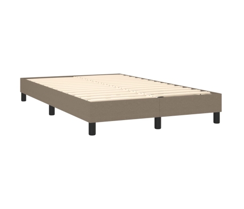 Cama box spring con colchón LED tela gris taupe 120x200 cm