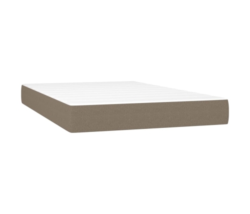 Cama box spring con colchón LED tela gris taupe 120x200 cm