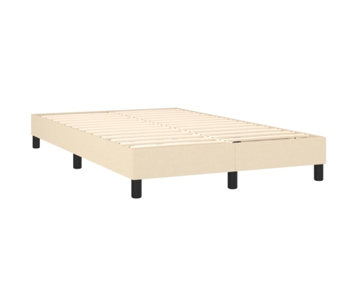 vidaXL Cama box spring con colchón y LED tela crema 120x200 cm