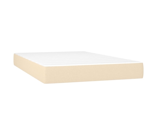 vidaXL Cama box spring con colchón y LED tela crema 120x200 cm