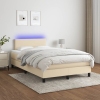 vidaXL Cama box spring con colchón y LED tela crema 120x200 cm