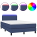 Cama box spring con colchón y LED tela azul 120x200 cm