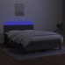 Cama box spring con colchón y LED tela gris oscuro 140x190 cm