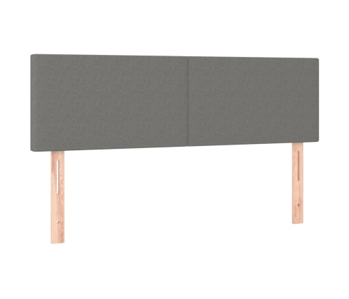 Cama box spring con colchón y LED tela gris oscuro 140x190 cm