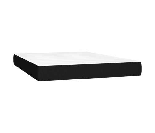 vidaXL Cama box spring con colchón y LED tela negro 140x190 cm