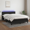 vidaXL Cama box spring con colchón y LED tela negro 140x190 cm