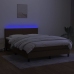 Cama box spring con colchón LED tela marrón oscuro 140x190 cm