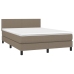 vidaXL Cama box spring con colchón LED tela gris taupe 140x190 cm