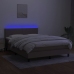 vidaXL Cama box spring con colchón LED tela gris taupe 140x190 cm