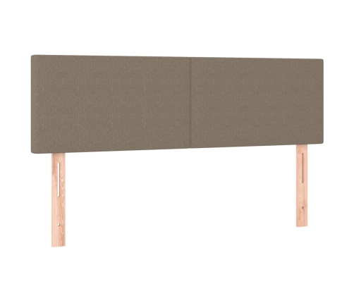 vidaXL Cama box spring con colchón LED tela gris taupe 140x190 cm