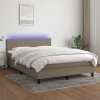 vidaXL Cama box spring con colchón LED tela gris taupe 140x190 cm