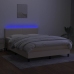 Cama box spring con colchón y LED tela crema 140x190 cm