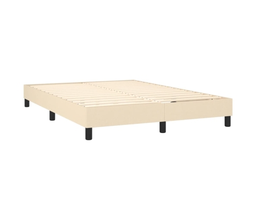 Cama box spring con colchón y LED tela crema 140x190 cm