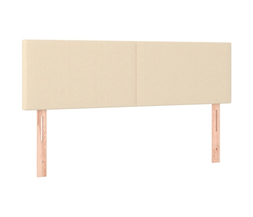 Cama box spring con colchón y LED tela crema 140x190 cm