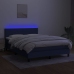 Cama box spring con colchón y LED tela azul 140x190 cm