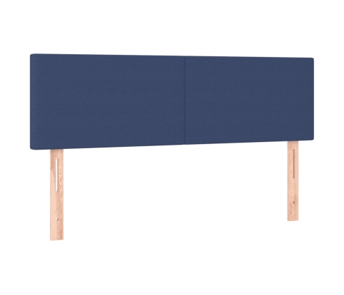 Cama box spring con colchón y LED tela azul 140x190 cm