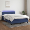 Cama box spring con colchón y LED tela azul 140x190 cm