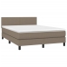 Cama box spring con colchón LED tela gris taupe 140x200 cm