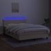 Cama box spring con colchón y LED tela crema 140x200 cm