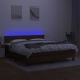 Cama box spring con colchón LED tela marrón oscuro 160x200 cm