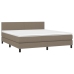 Cama box spring con colchón LED tela gris taupe 160x200 cm