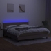 Cama box spring con colchón LED tela gris taupe 160x200 cm