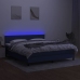 Cama box spring con colchón y LED tela azul 160x200 cm