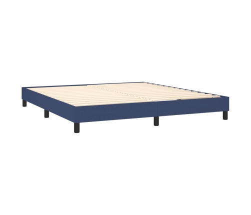 Cama box spring con colchón y LED tela azul 160x200 cm