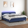 Cama box spring con colchón y LED tela azul 160x200 cm