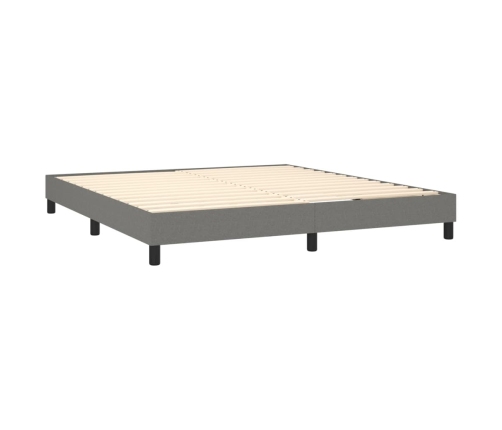 Cama box spring con colchón y LED tela gris oscuro 180x200 cm